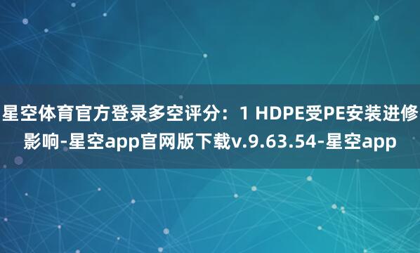 星空体育官方登录多空评分:1 HDPE受PE安装进修影响-星空app官网版下载v.9.63.54-星空app